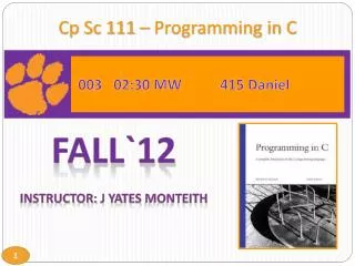 Cp Sc 111 – Programming in C