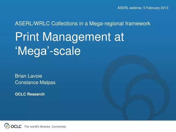 aserl wrlc collections in a mega regional framework