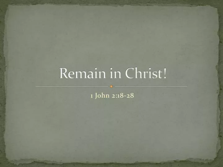 remain in christ