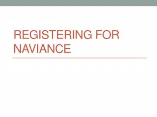 Registering for Naviance