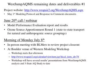 WestJumpAQMS remaining dates and deliverables #1