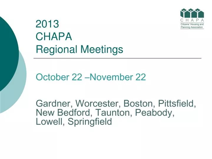 2013 chapa regional meetings