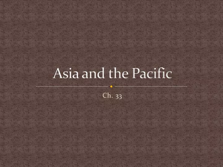 asia and the pacific