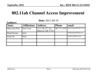 802.11ah Channel Access Improvement