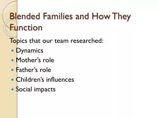 Blended Families and How They Function
