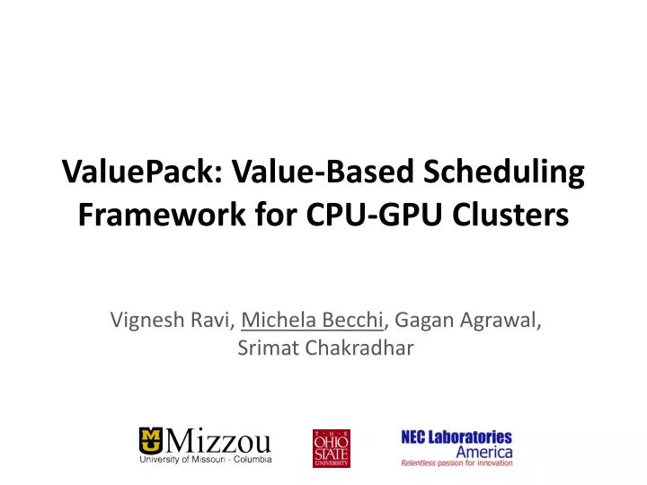 valuepack value based scheduling framework for cpu gpu clusters