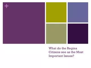 What do the Regina Citizens see as the Most Important Issues?