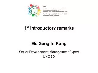 Mr. Sang In Kang Senior Development Management Expert UNOSD