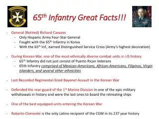65 th Infantry Great Facts!!!