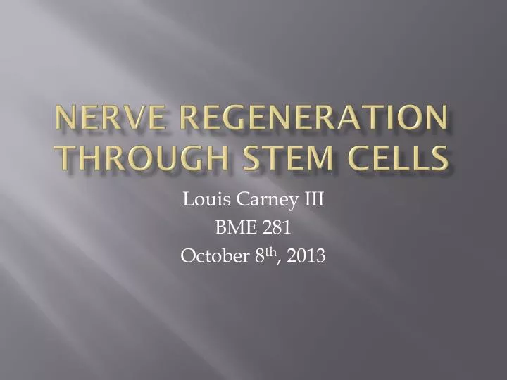 nerve regeneration through stem cells