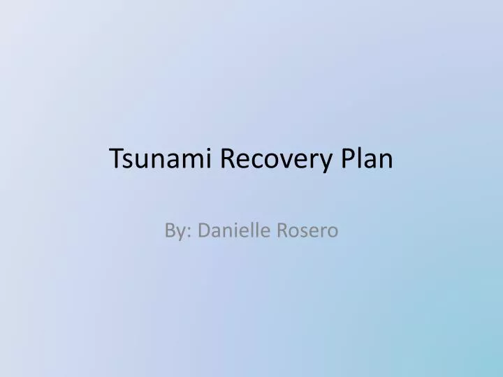 tsunami recovery plan