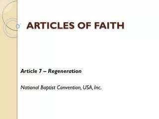 ARTICLES OF FAITH