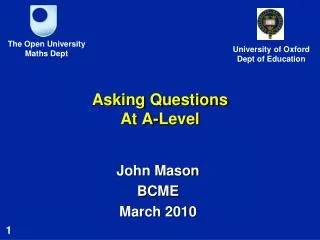 Asking Questions At A-Level