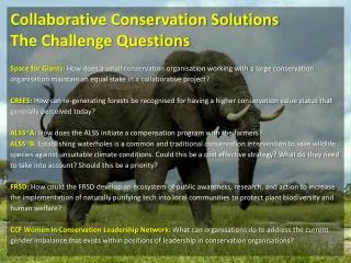 Collaborative Conservation Solutions The Challenge Questions