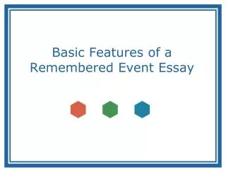 Basic Features of a Remembered Event Essay