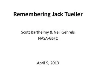 Remembering Jack Tueller