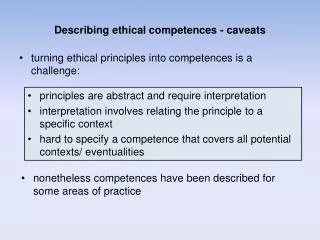 Describing ethical competences - caveats