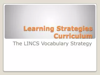Learning Strategies Curriculum