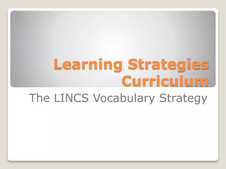 learning strategies curriculum