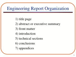 Engineering Report Organization