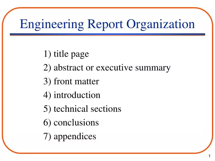 engineering report organization