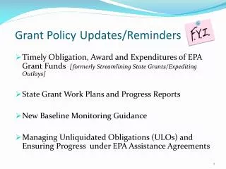 Grant Policy Updates/Reminders