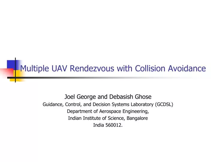 multiple uav rendezvous with collision avoidance