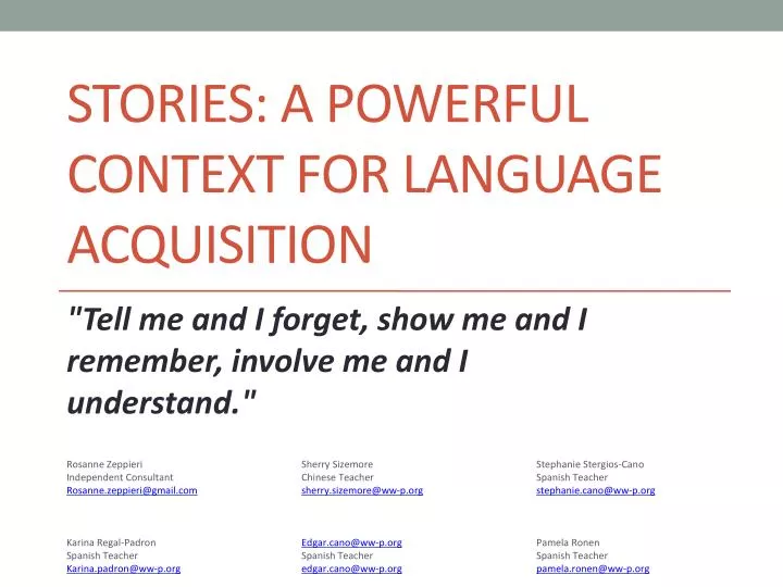 stories a powerful context for language acquisition
