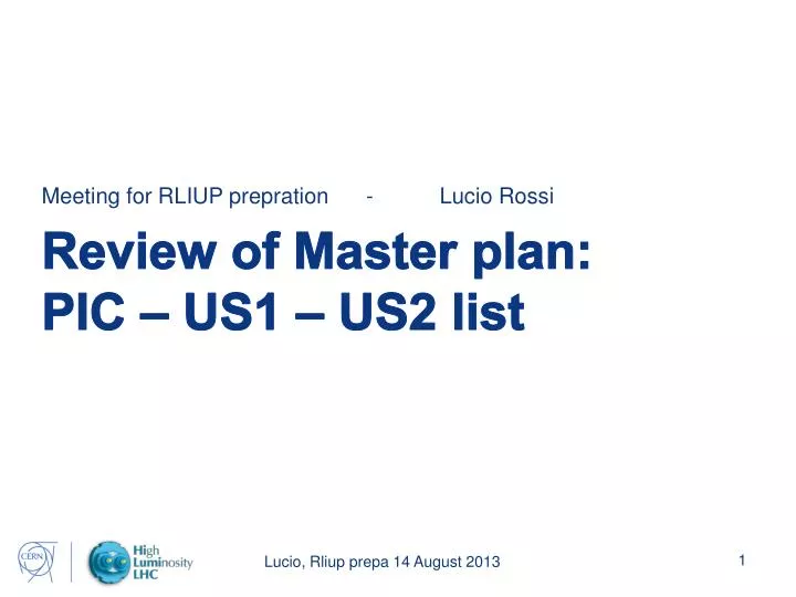 review of master plan pic us1 us2 list