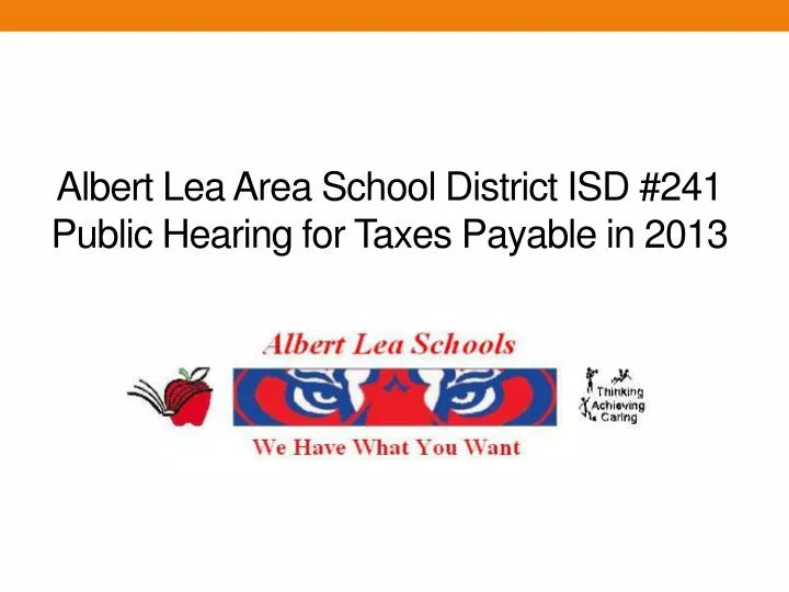 albert lea area school district isd 241 public hearing for taxes payable in 2013