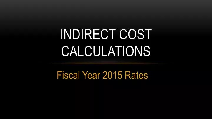 indirect cost calculations