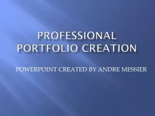 PROFESSIONAL PORTFOLIO CREATION