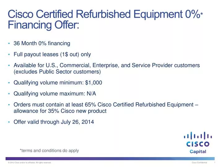 cisco certified refurbished equipment 0 financing offer