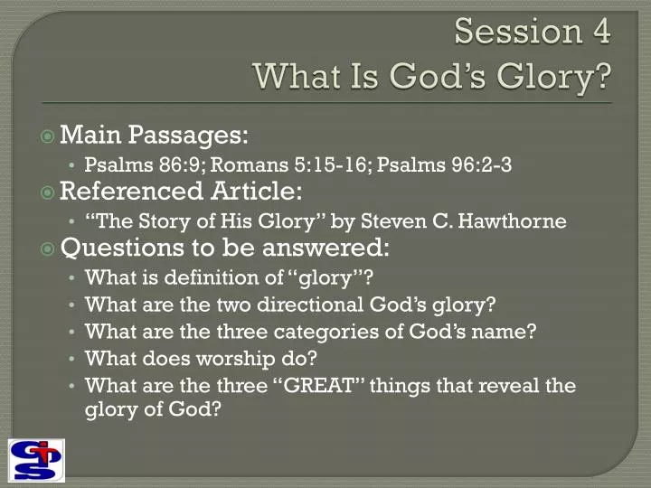 session 4 what is god s glory