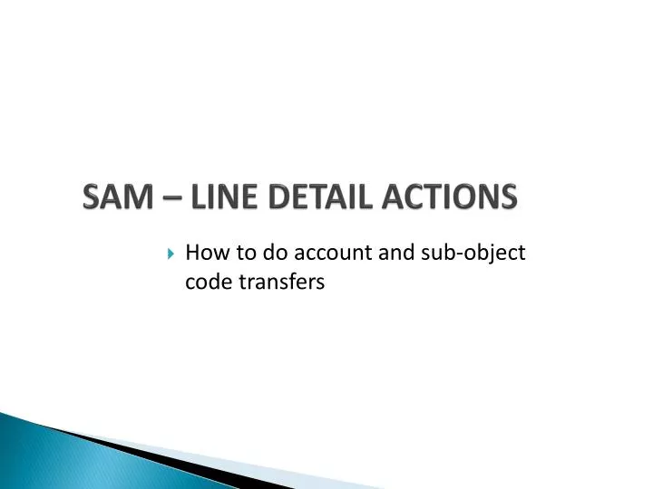 sam line detail actions