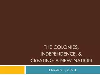 The Colonies, Independence, &amp; Creating a New Nation