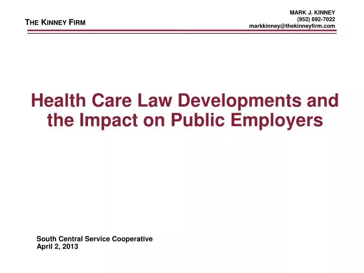health care law developments and the impact on public employers