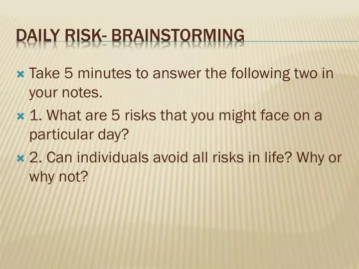 daily risk brainstorming