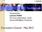 Curriculum Council – May 2012 - slide 1