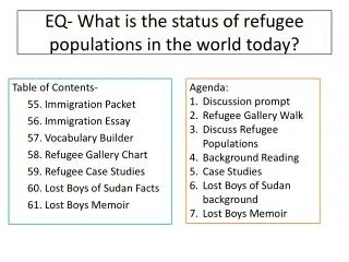 EQ- What is the status of refugee populations in the world today?