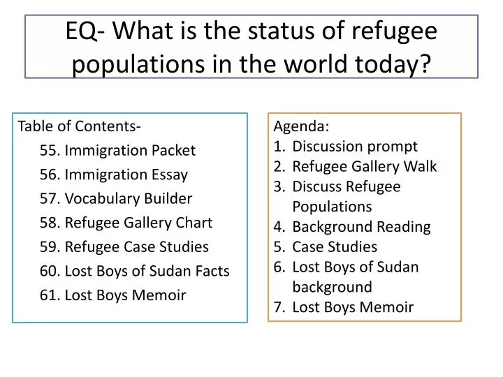 eq what is the status of refugee populations in the world today
