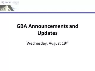 GBA Announcements and Updates