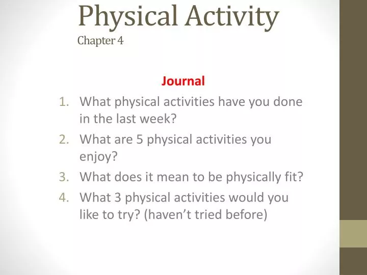 physical activity chapter 4