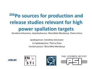 206 Po sources for production and release studies relevant for high power spallation targets