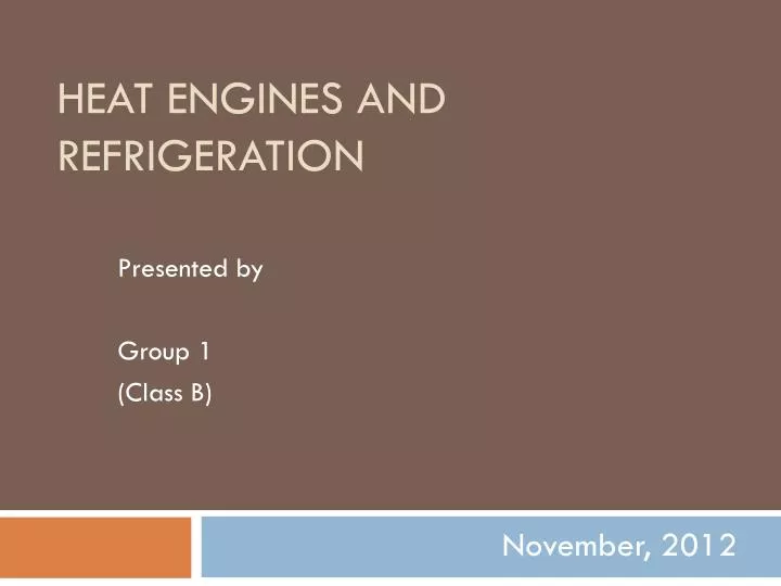 heat engines and refrigeration