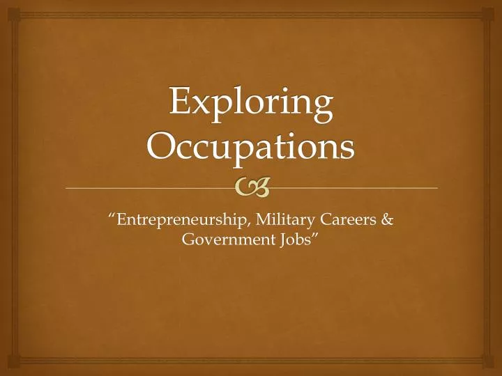 exploring occupations