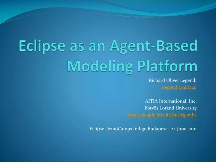 eclipse as an agent based modeling platform