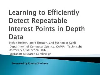 Learning to Efficiently Detect Repeatable Interest Points in Depth Data