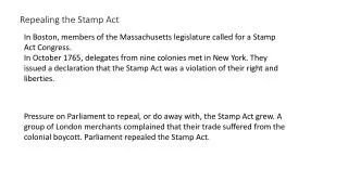 Repealing the Stamp Act