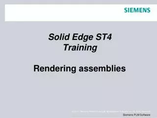Solid Edge ST4 Training Rendering assemblies